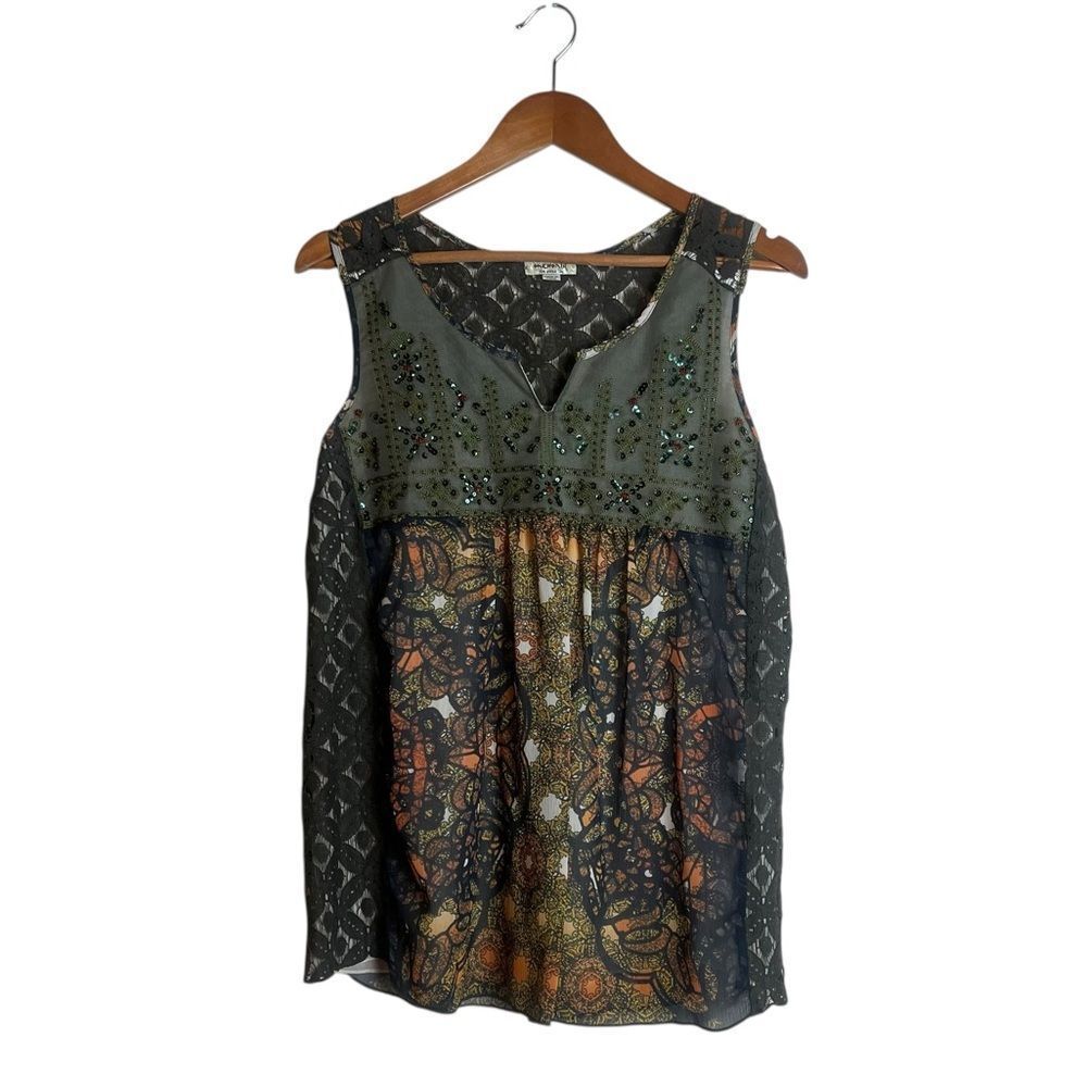 3 for $30! One world patterned embellished tank top